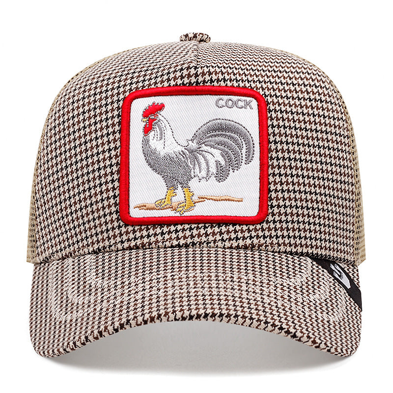 Wholesale Cotton and Linen Plaid Animal Baseball Caps